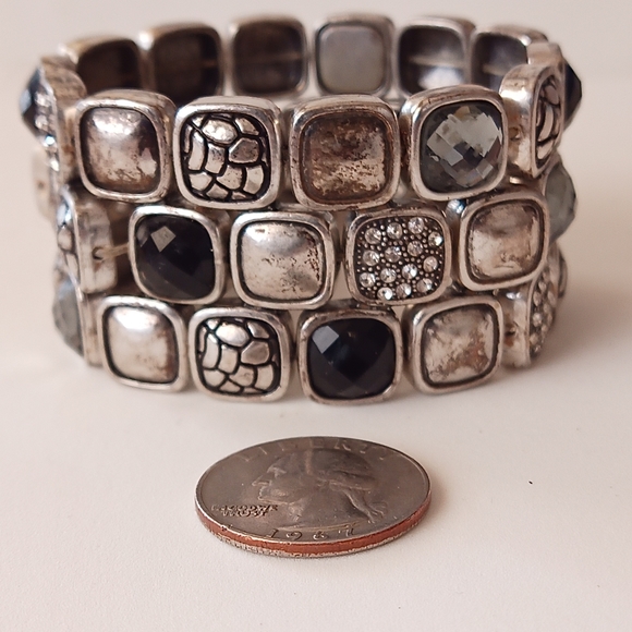 Chico's Silver Black Gemstone Bracelet NWOT - Picture 4 of 4